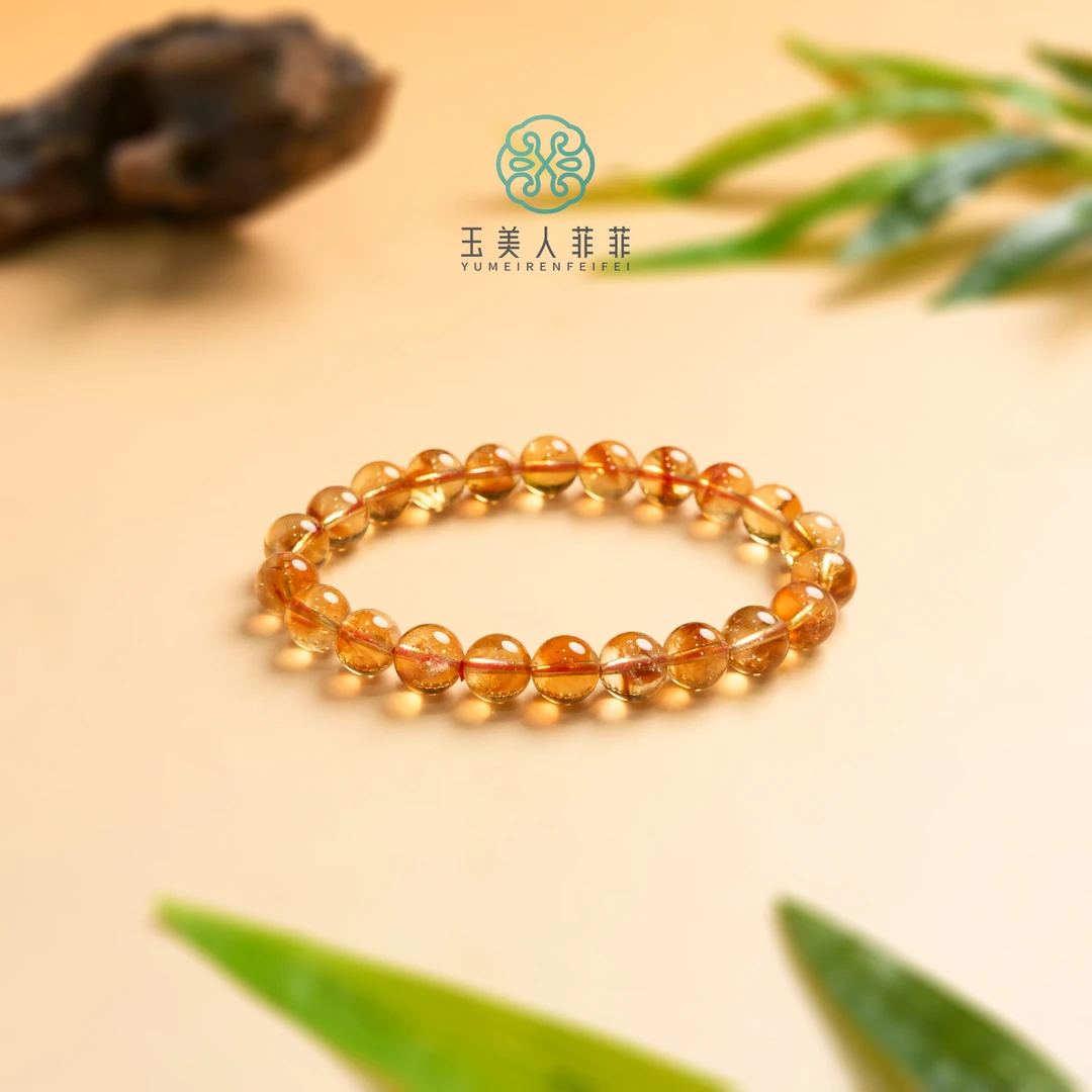 【春日珠宝】菲菲珠宝好^黄塔晶圆珠手串约8mm