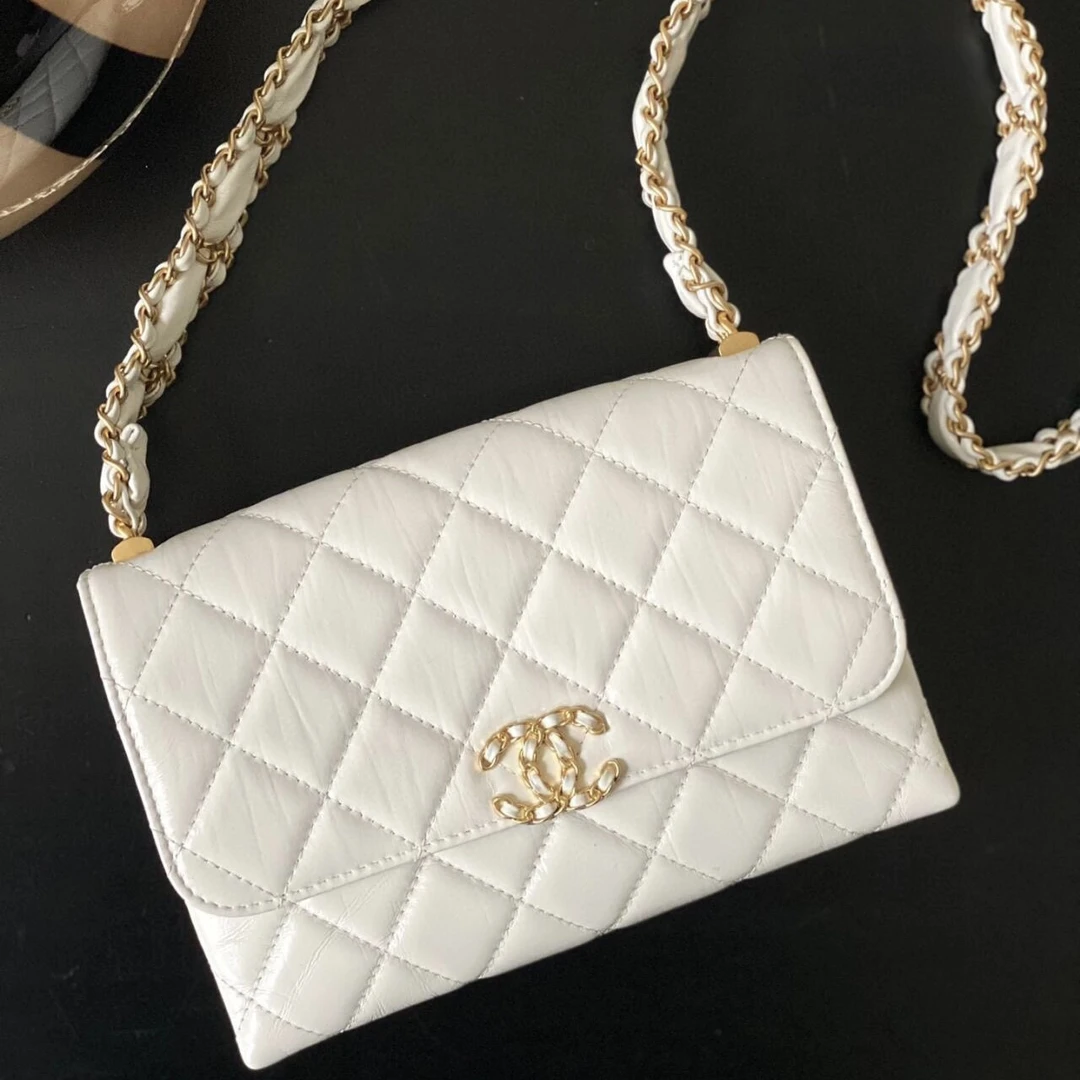 95新 Chanel/香奈儿 青奢荟/23k白金豆腐斜挎腋下包/58279