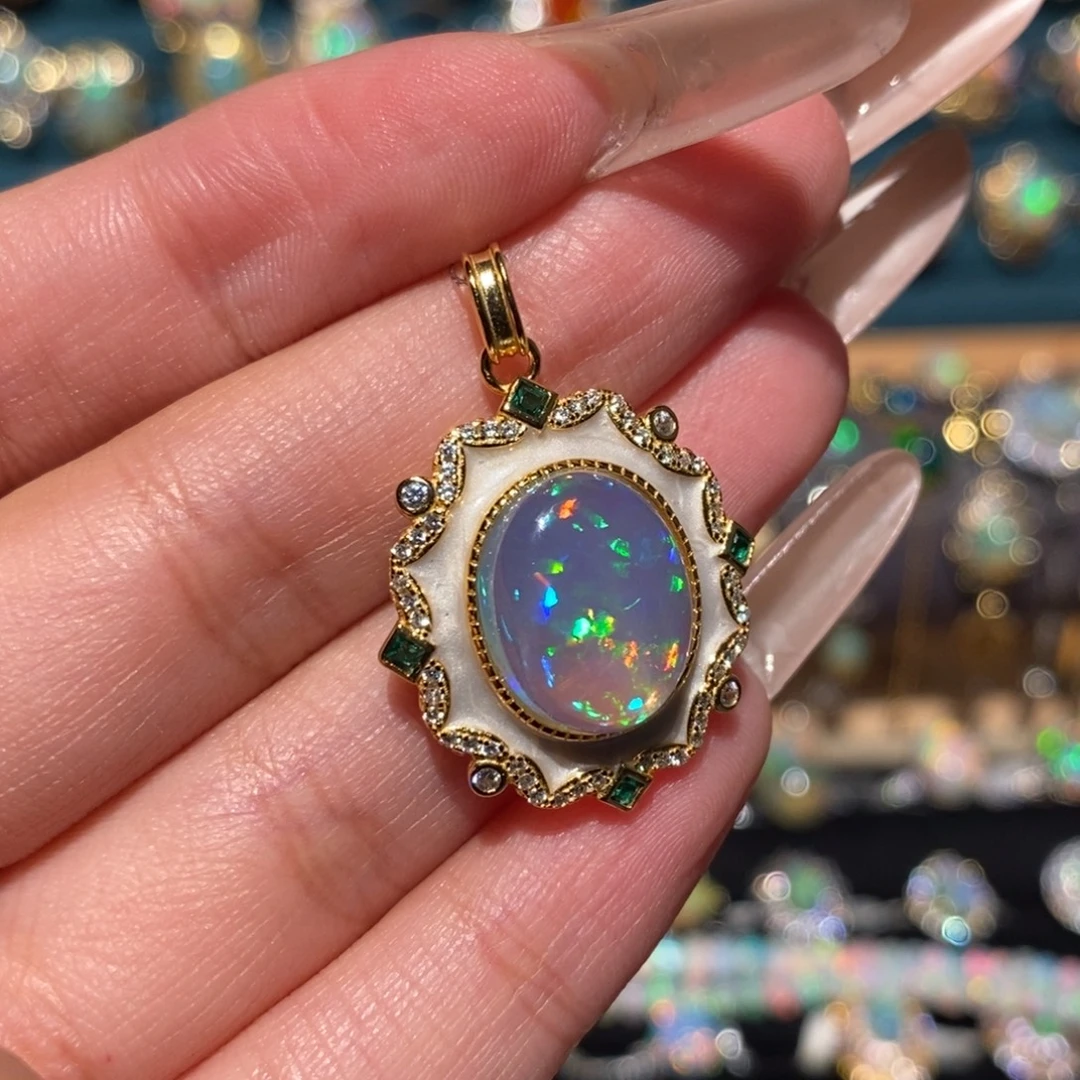 欧泊银S925镶嵌吊坠