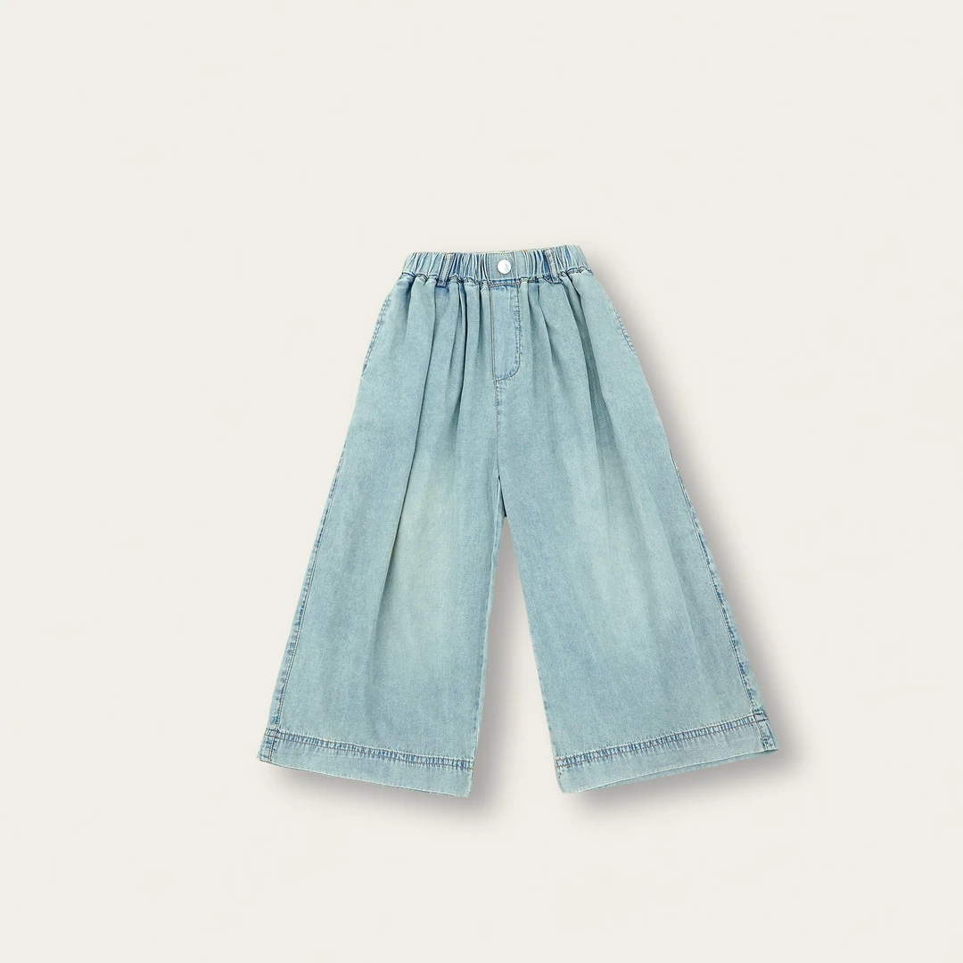 〖姐姐家〗2025夏款儿童萌娃穿怀旧宽边炒色牛仔阔腿裤 8061 bt6105