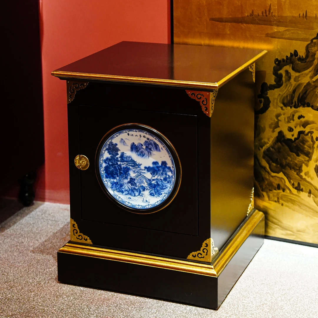 【本尼家】TS47新中式青花瓷镶嵌落地花架储物柜玄关柜55*55*71cm