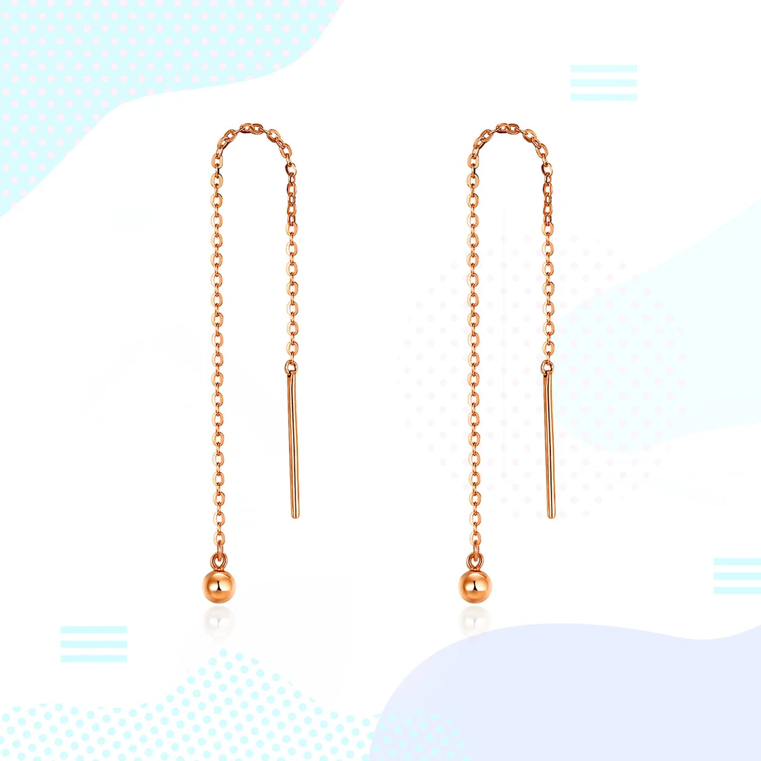 【精选礼物】金至尊灵动小光珠18K金耳饰长款耳线定价EL250014421-R