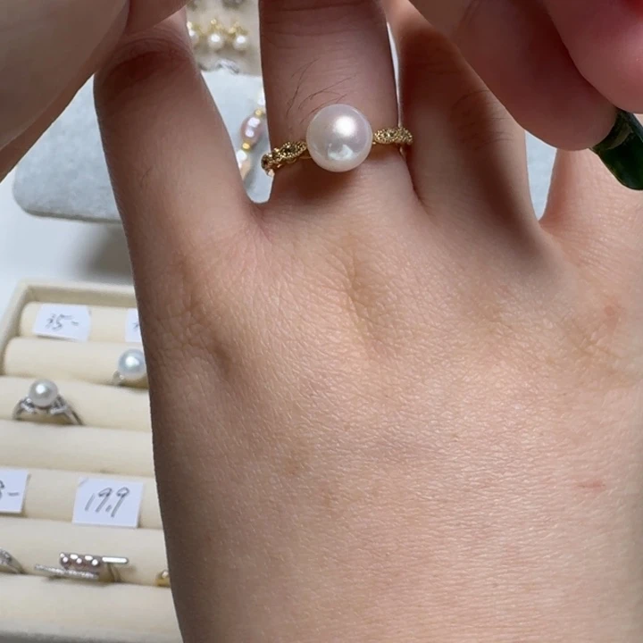 淡水珍珠合金戒指