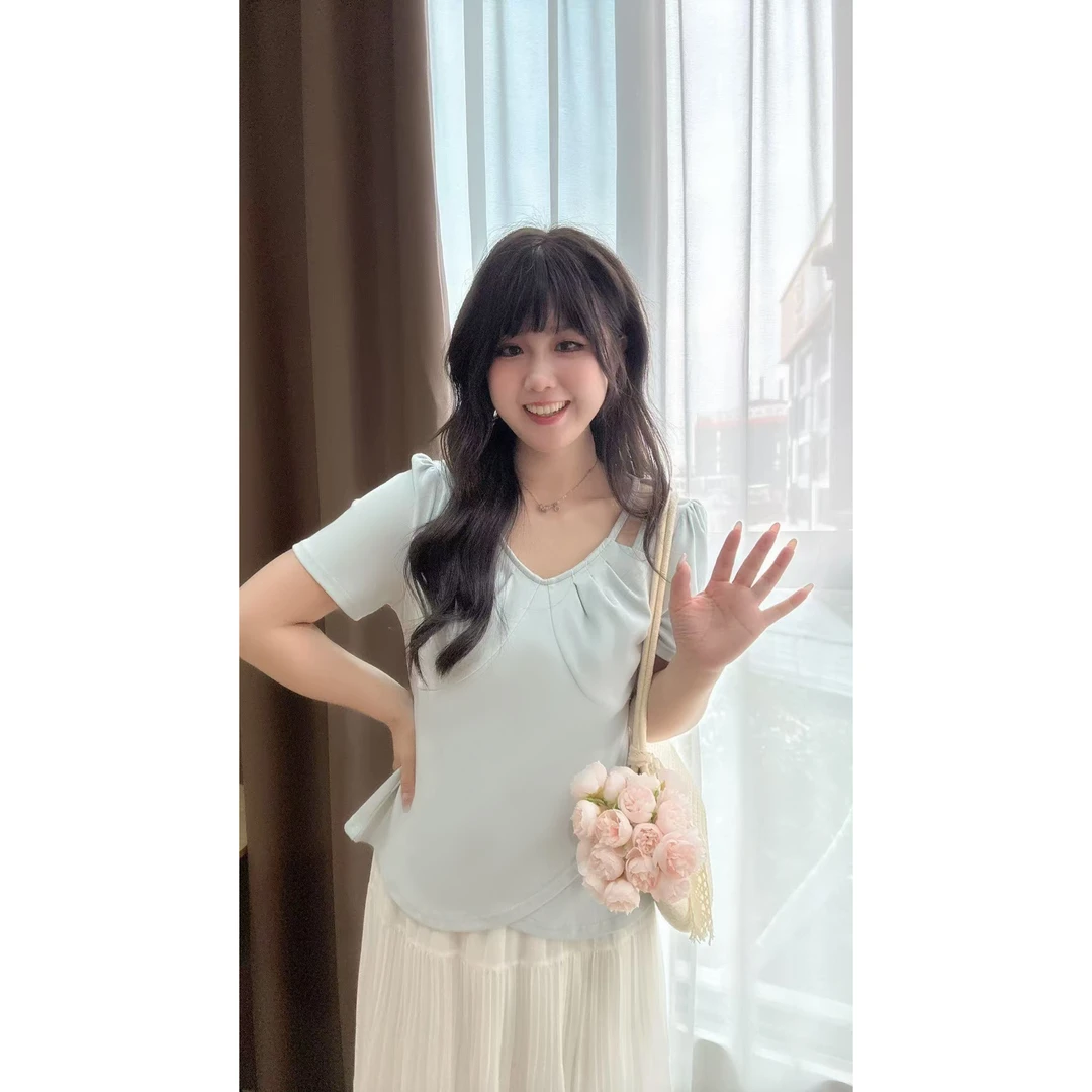 【6630】爆款推荐2025夏装胖mm减龄设计感镂空短袖小衫上衣BDI6630