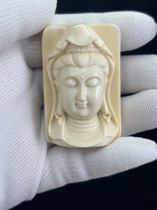A0130天然猛犸牙完美开脸观音 工艺精湛结缘中 支持鉴定 假一罚四