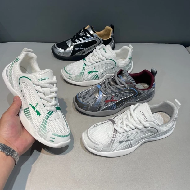 跑步轻质飞织潮流透气夏季圆头网面鞋耐磨透气拼色男鞋标准码