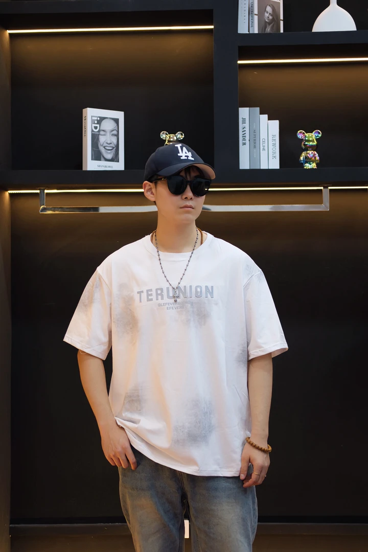 加肥加大男重磅短袖T恤300g纯棉半袖潮牌夏季印花凹凸短袖MD1976