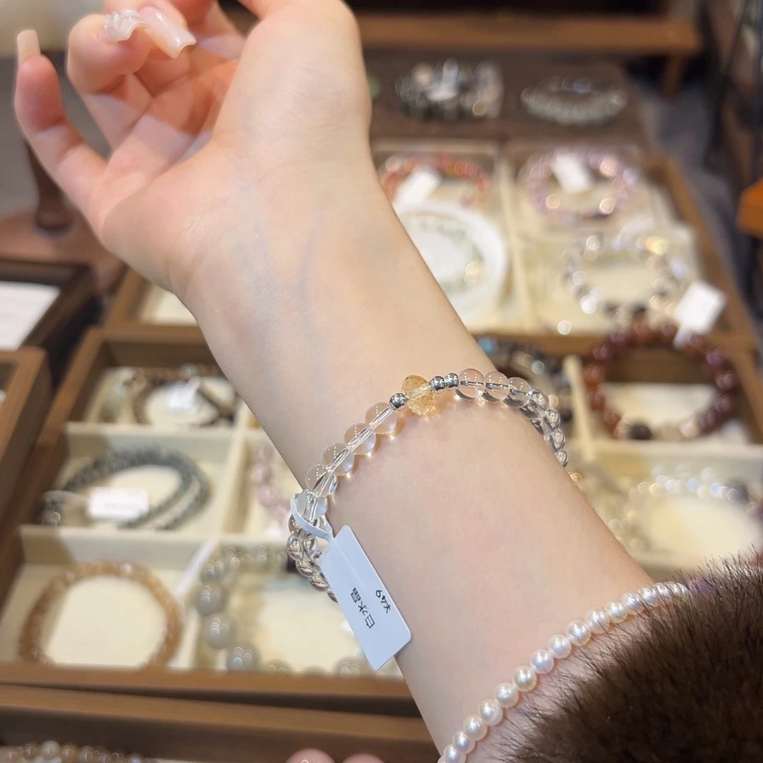 银S925镶嵌手链烟晶