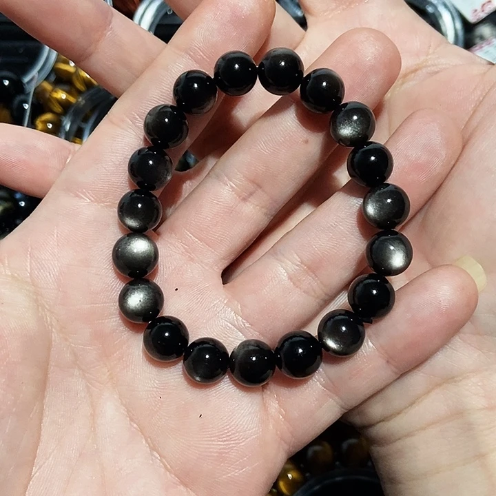 我***福黑曜岩未镶嵌手串