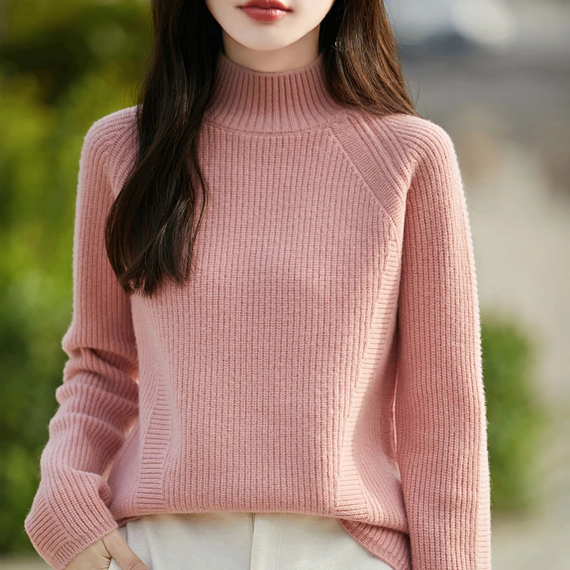 爆款针织毛衣外穿女时尚百搭慵懒风轻奢细羊毛半高领气质减龄立领