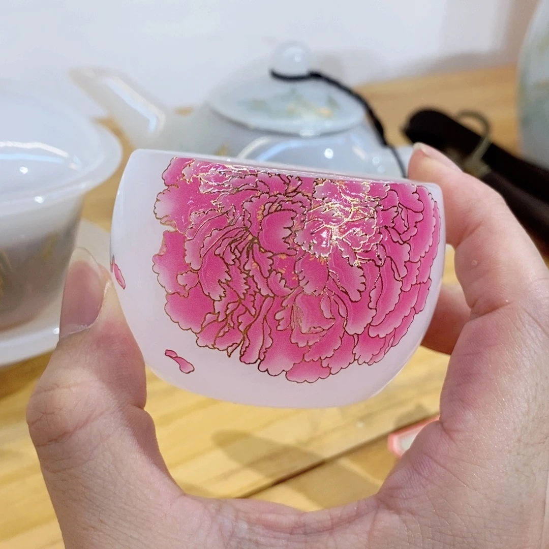 手工艺品琉璃牡丹客杯