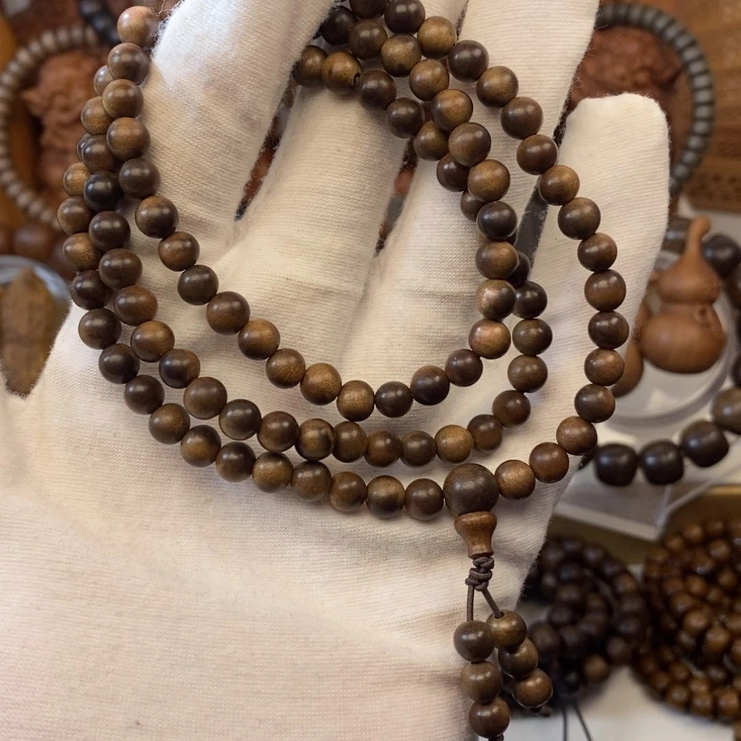 今***昔手串/手链檀香木迈索尔老山檀香06.108焦糖，微瑕