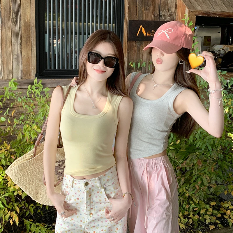 灰色背心内搭高级感宽肩带遮肉吊带女夏外穿2025新款西装打底上衣