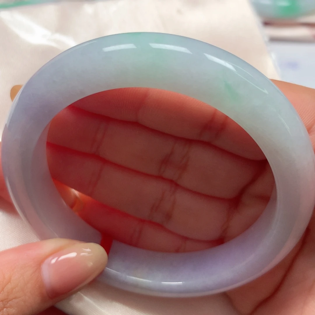 翡翠未镶嵌手镯37春彩洒金