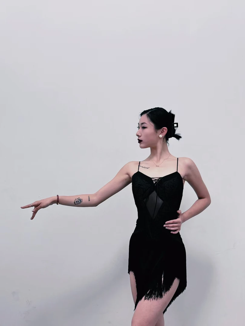 2025新款拉丁舞现代舞舞服吊带流苏夏季连衣裙舞蹈服PUNK-R076