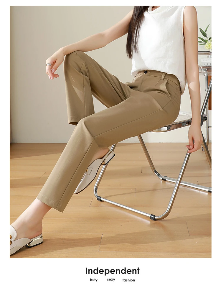 JINJIN新款百搭法棍烟管裤高弹抗皱通勤高腰显瘦职业通勤25999/AS