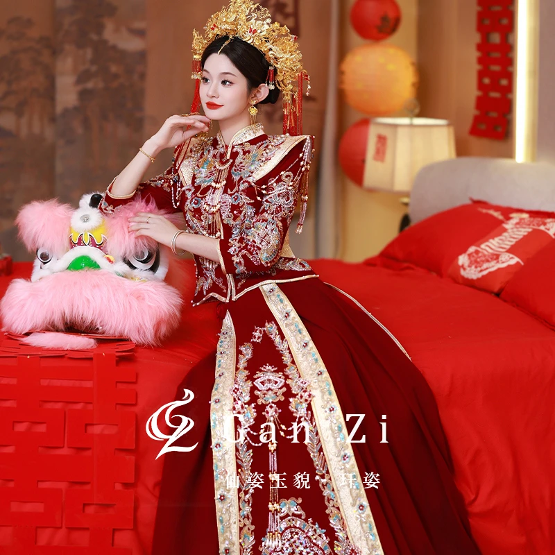 秀禾服2025新款结婚嫁衣新中式礼服敬酒服新娘显瘦婚服出阁服高端