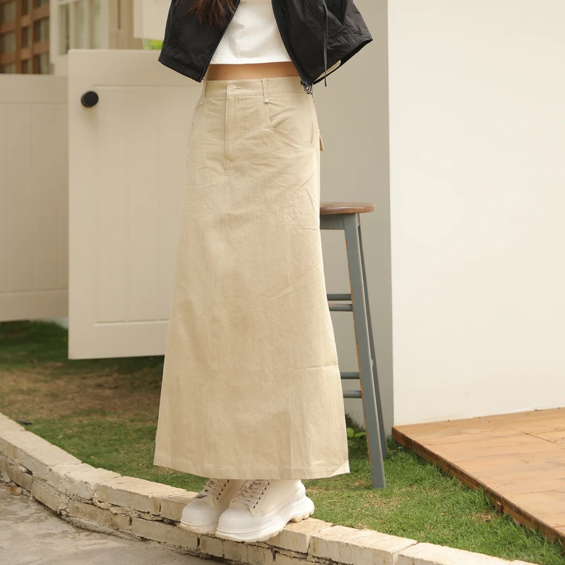 【浮力开价】AIRIQI夏款复古休闲显瘦中长款直筒半身裙AX42BQ335