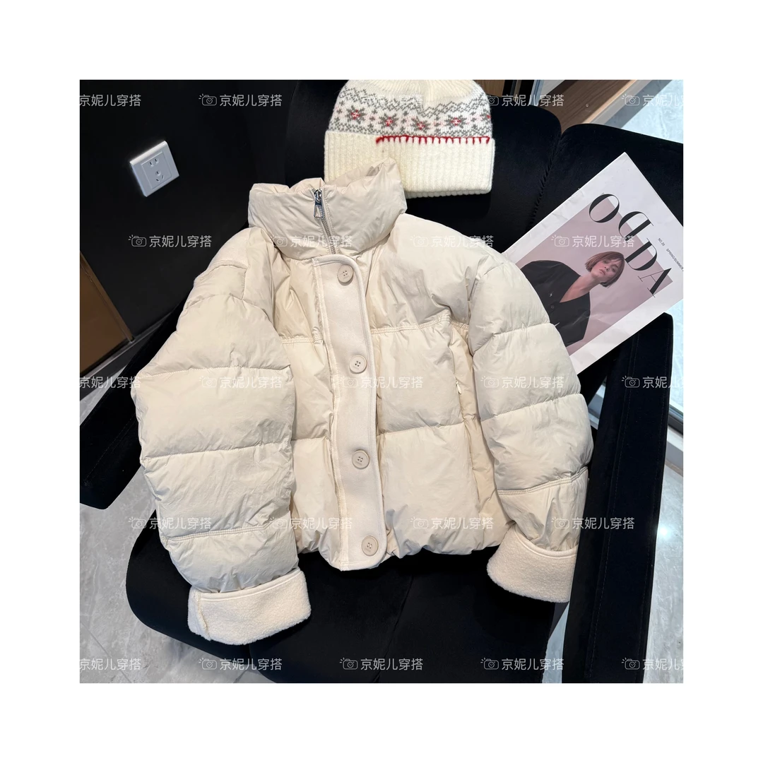 Barbie【薇薇推荐】 拼接羽绒倦袖毛毛款立领外套羽绒服66808