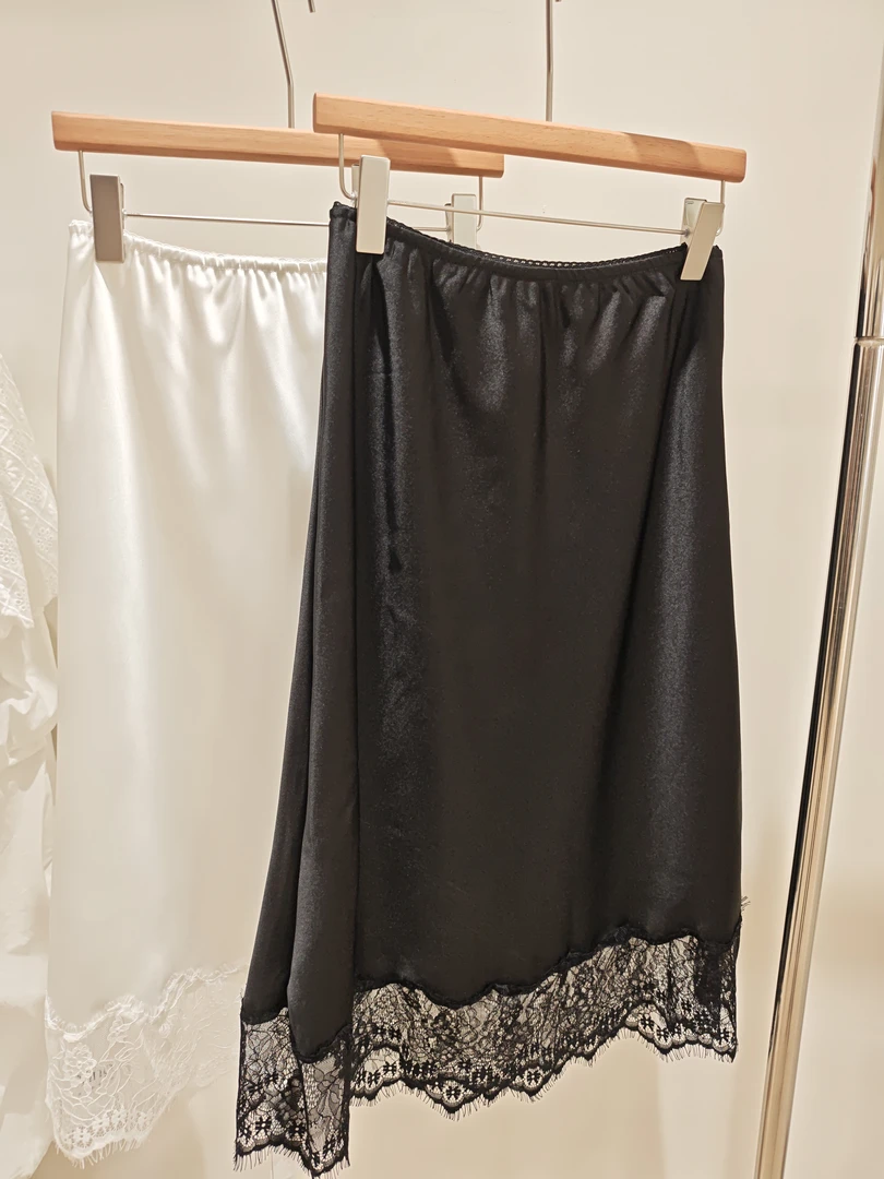 丽颖微胖定制  蕾丝摆缎面裙