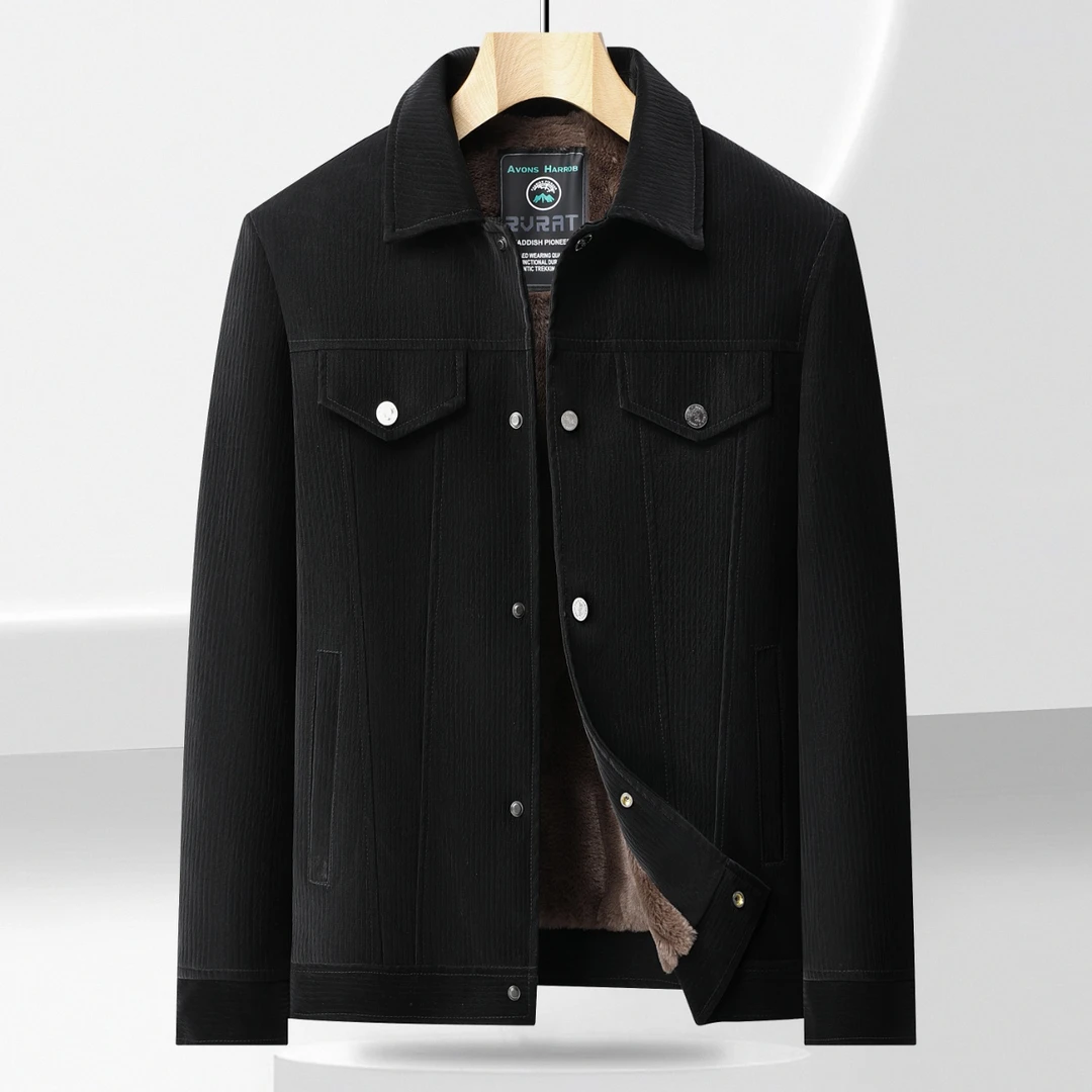 【王老板】2025年新款皮衣常规款直下摆保暖潮流翻领植绒男士-A006