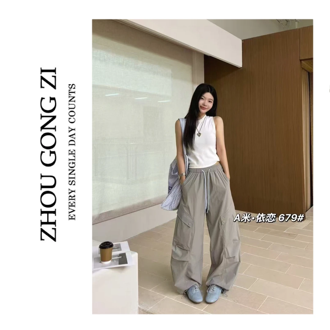 周公子优选2025夏上新、轻薄弹力伞兵工装裤-679