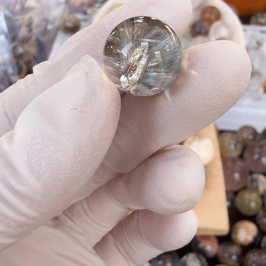 小***心水晶珠宝半成品未镶嵌黑银钛12.9mm定制不退换