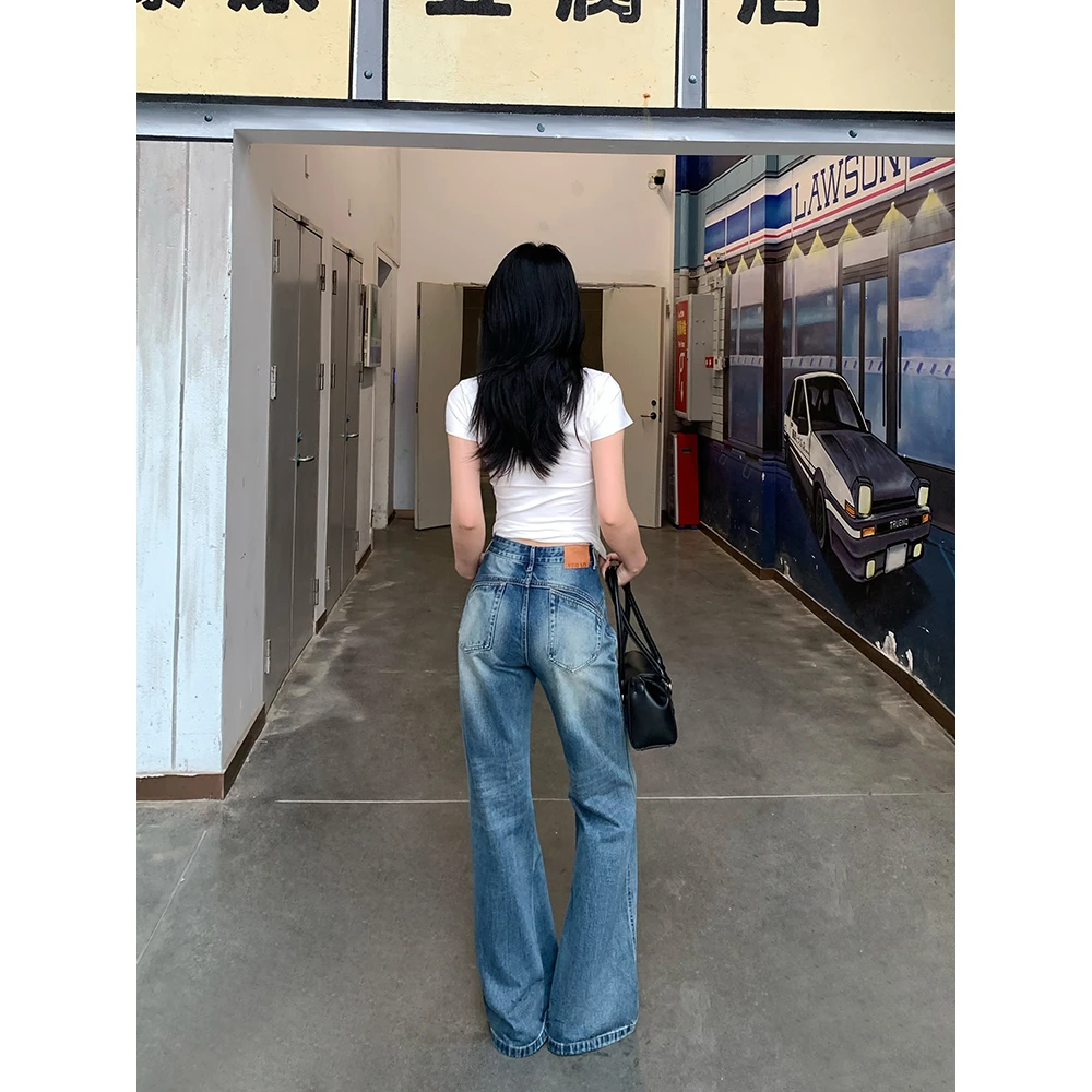 DUOXINIU/多喜牛/ZhouZhou阔腿阔腿裤牛仔裤显瘦高腰直筒夏季微喇