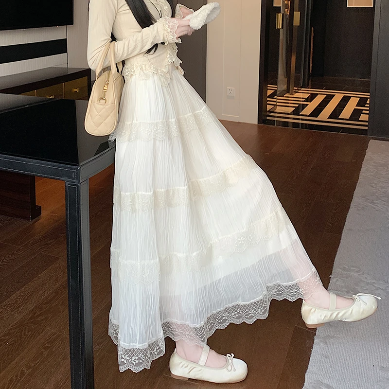 甜美蛋糕裙长裙层层蕾丝纯欲少女风高级感裙子新款半身裙