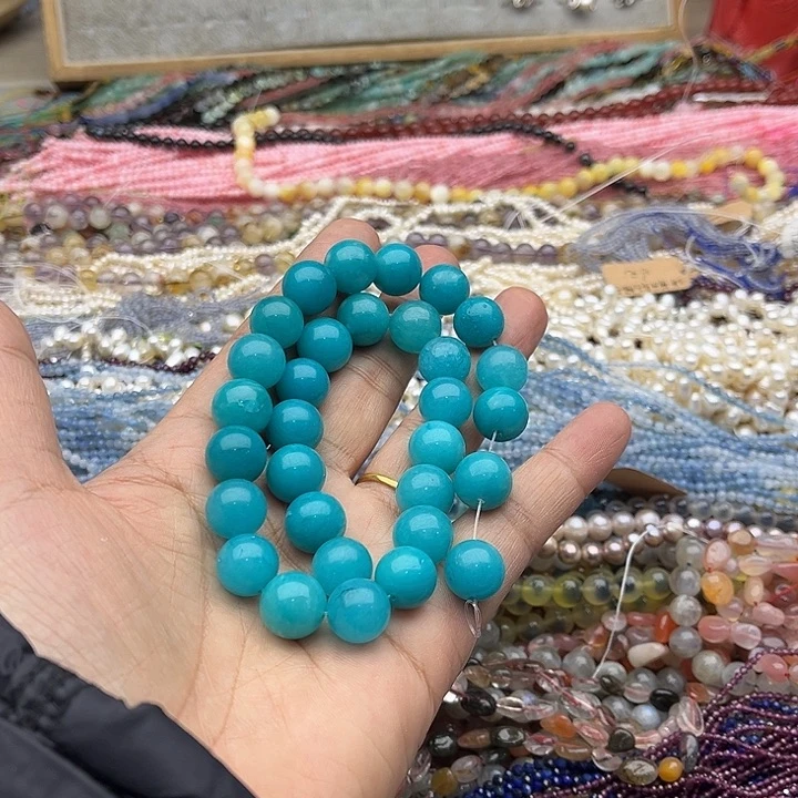 玛瑙/玉髓珠宝半成品未镶嵌一条12mm天河石