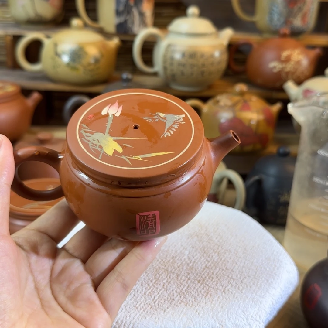 建水紫陶彩填无忧壶全品全手工180cc