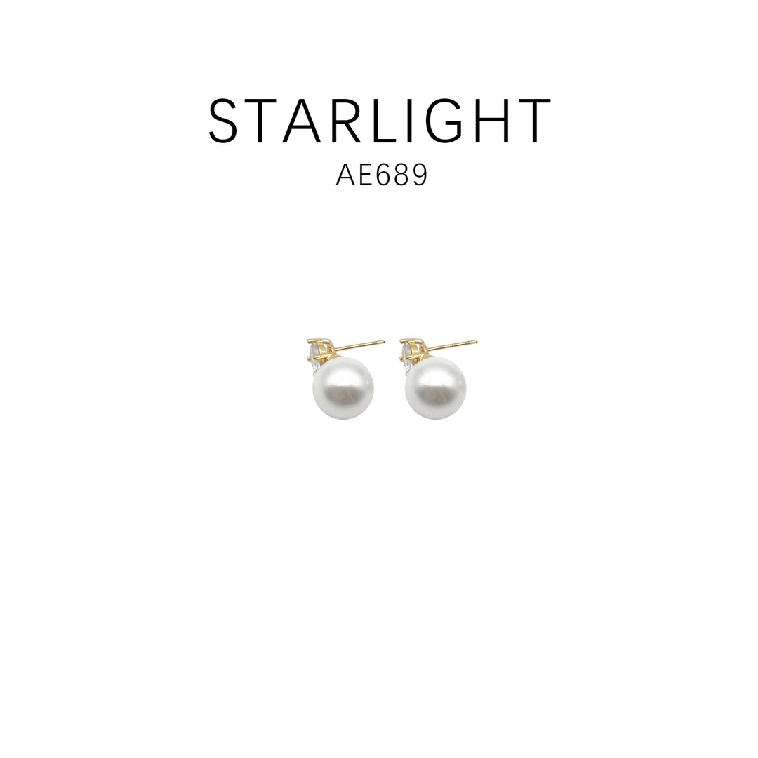 非金属仿珍珠项链 时尚百搭简约耳饰-AE689（12mm）