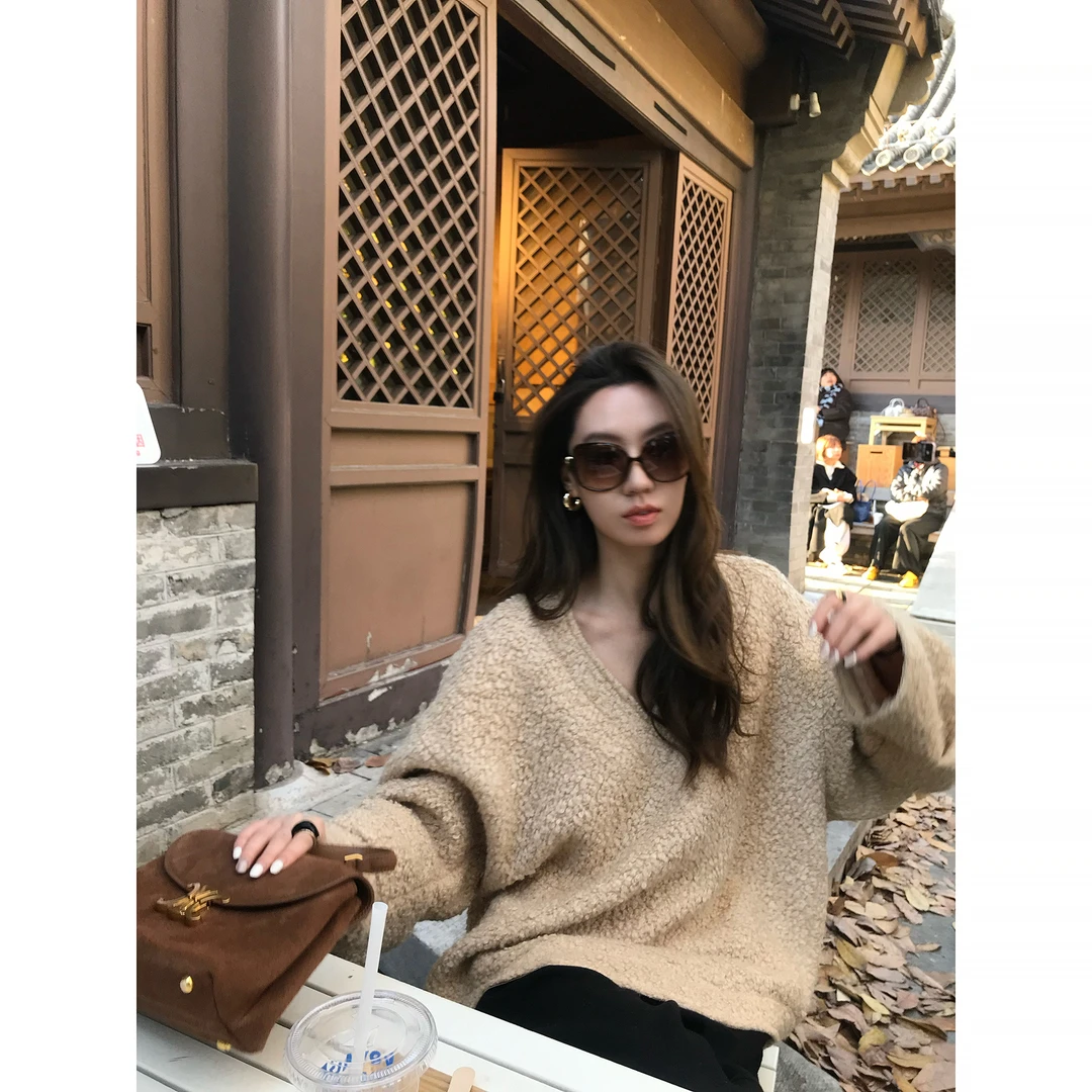 Gakee【可可慕斯】秋冬慵懒风复古百搭小众设计感卫衣R39203GK54