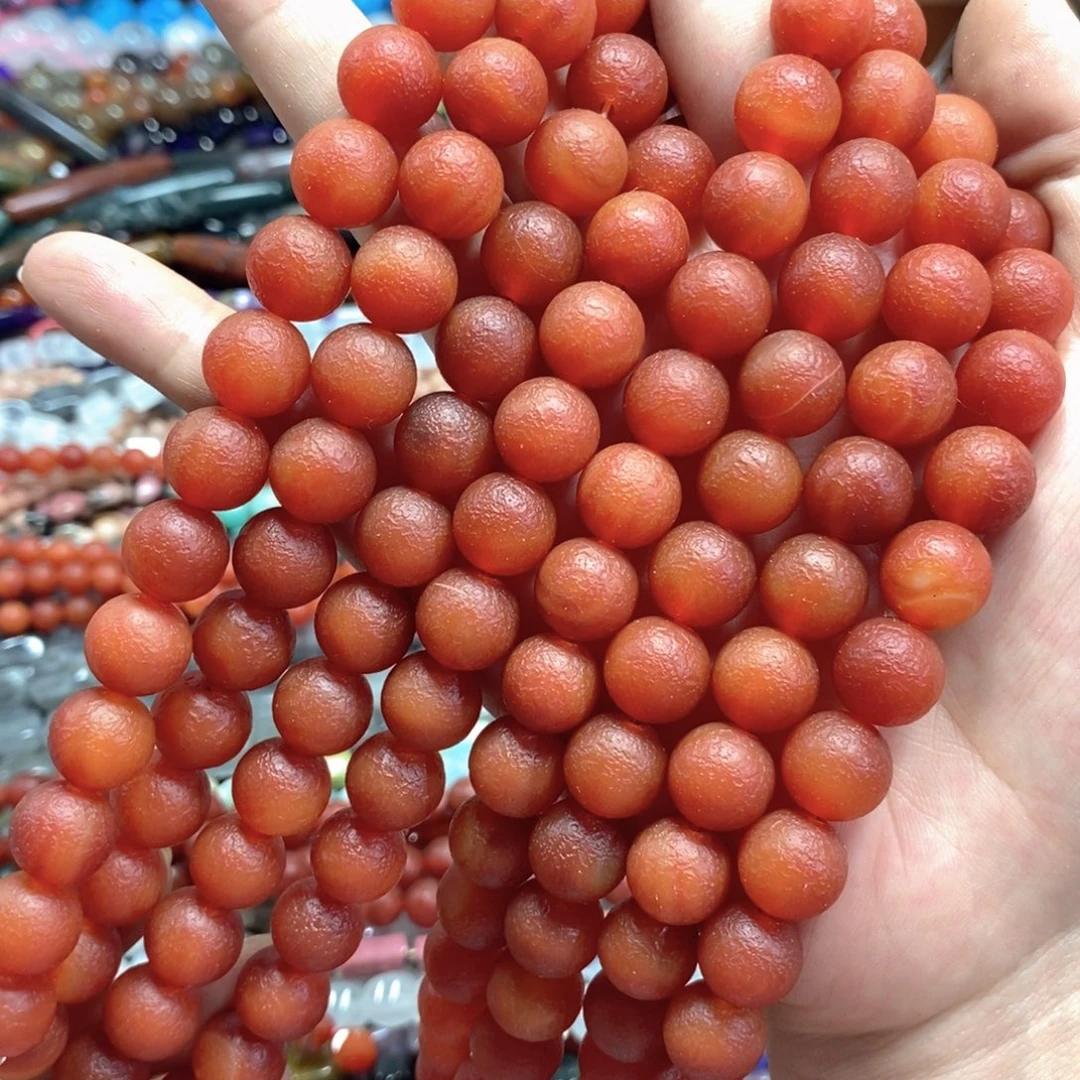 玛瑙/玉髓未镶嵌珠宝半成品橘皮玛瑙一条卡12mm