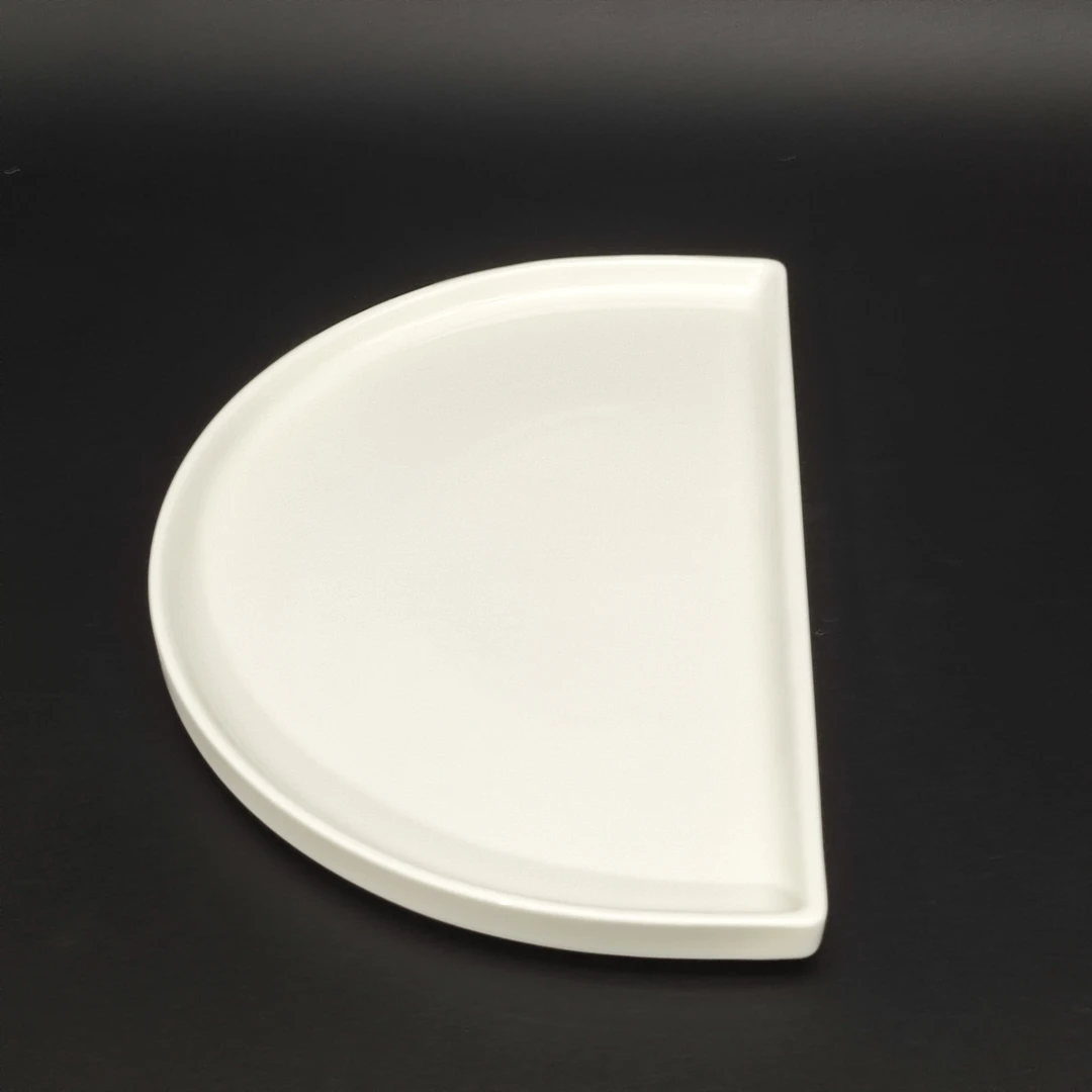 【多米家】25*16CM 半圆白色盘子坚果盘 水果盘 托盘 壶承