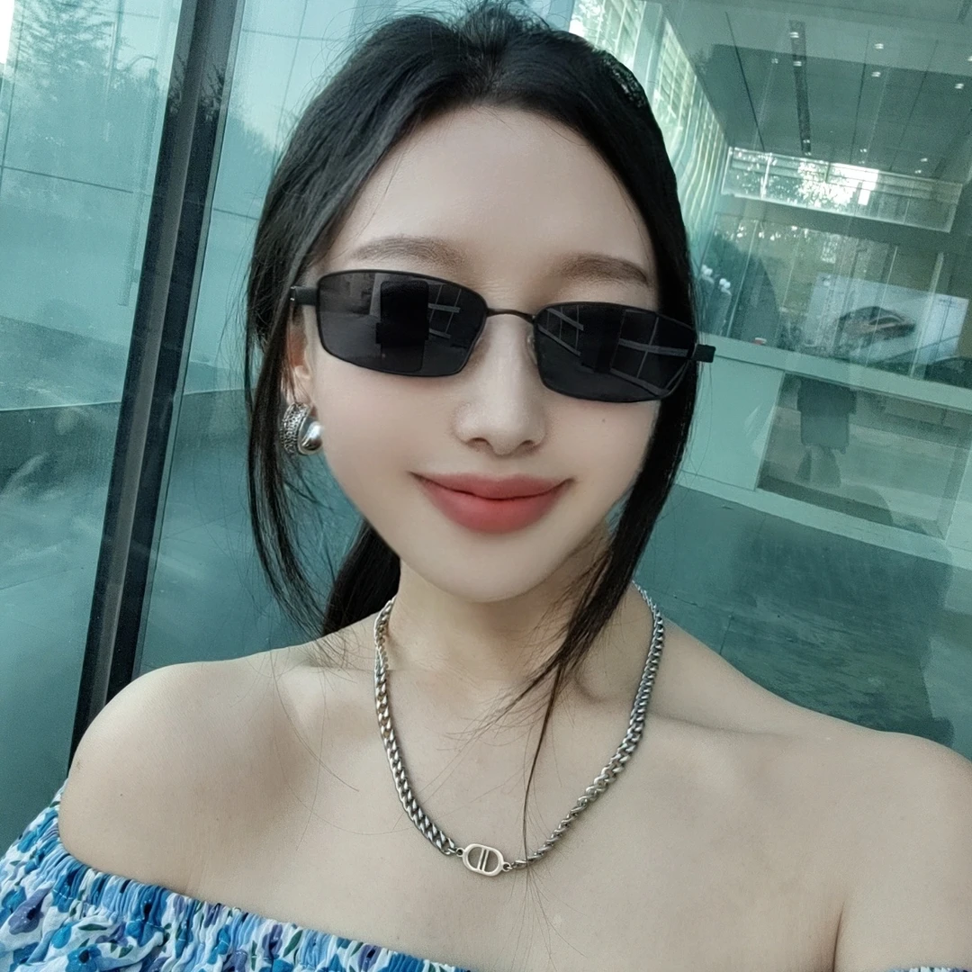 潮酷金属痞帅小框黑色框墨镜男女同款太阳镜男高级感遮阳防晒眼镜
