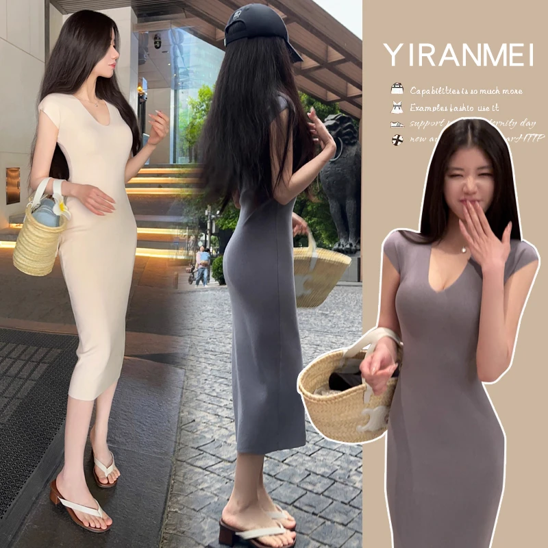 潮流孕妇装夏季新款爆款时尚纯欲包臀气质显瘦减龄高级孕妇连衣裙
