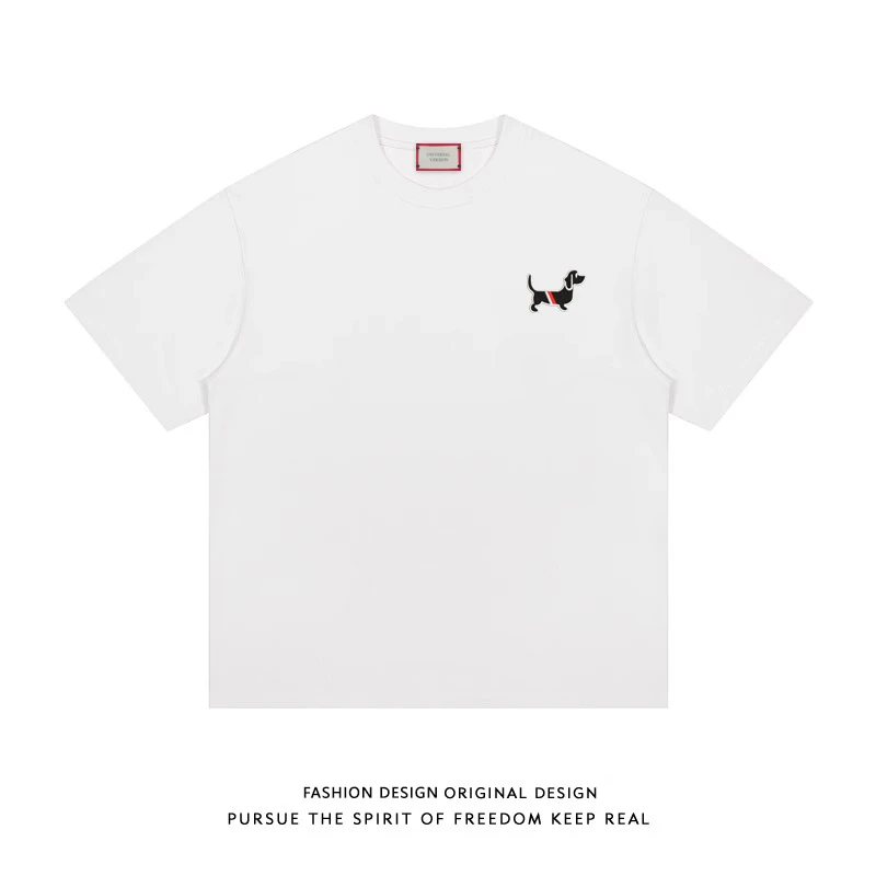 【7088】【刺绣款】体恤圆领打底T恤白色短袖t恤宽松男女半袖上衣夏