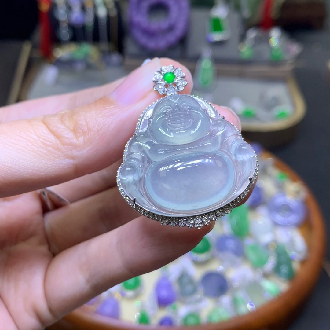 翡翠18K金镶嵌颈饰翡翠吊坠项链