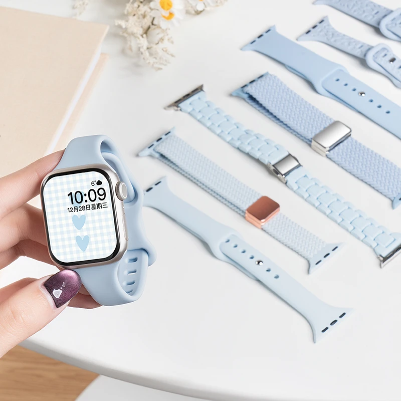 【夏日蓝系列】适用苹果S10手表iwatch表带applewatchs9s8创意小众7