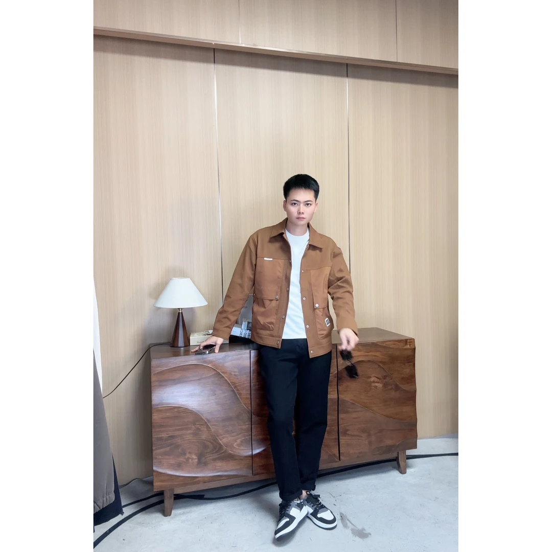 男士春秋休闲百搭时尚翻领秋季潮流秋冬夹克8868