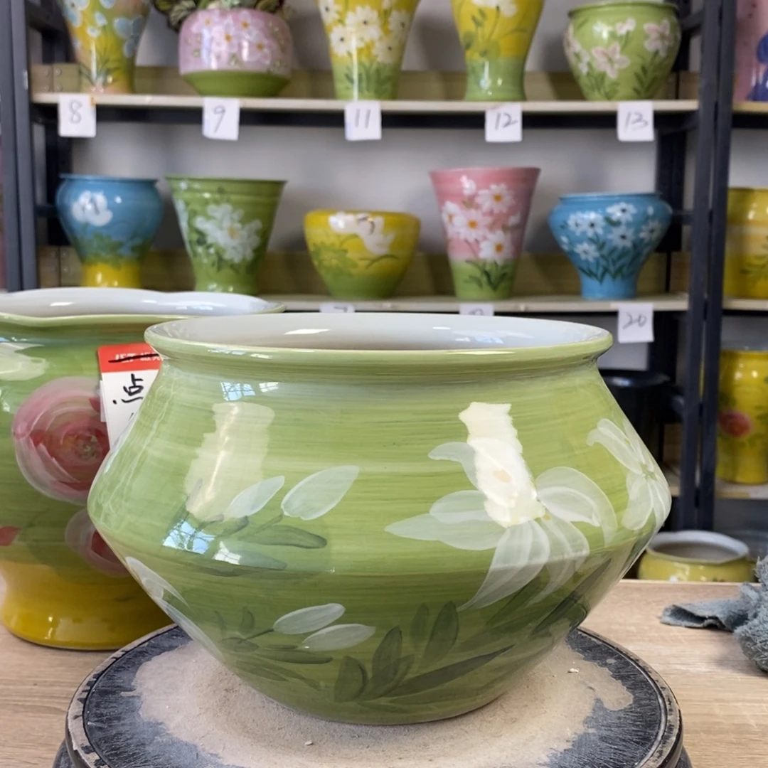 景德镇手工手绘陶瓷花盆