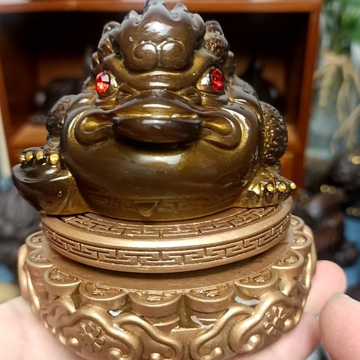 茶宠变色金蟾可转动茶宠摆件