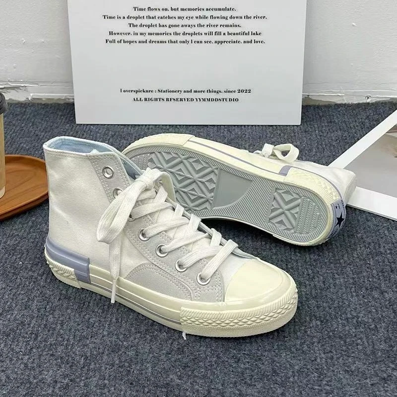 秋冬新款女学生休闲百搭高帮帆布鞋8607