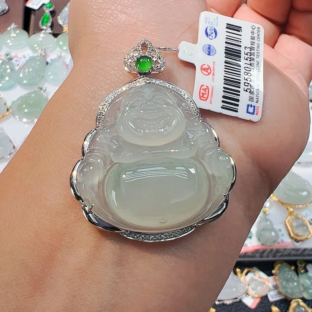 吊坠(不含链)18K金镶嵌翡翠佛公