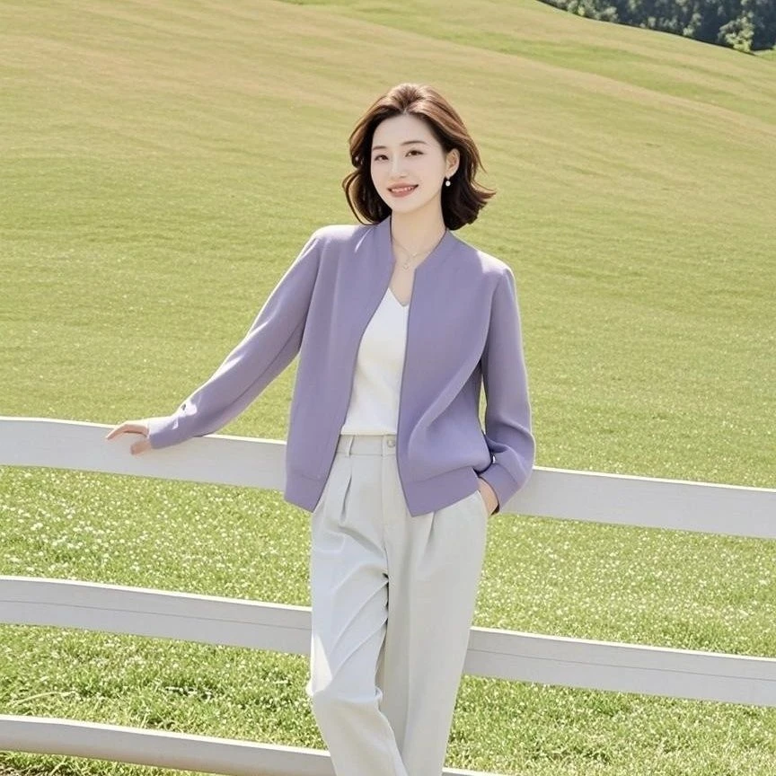 今年流行爆款小个子超好看独特漂亮浅紫色短外套女2025年新款秋装