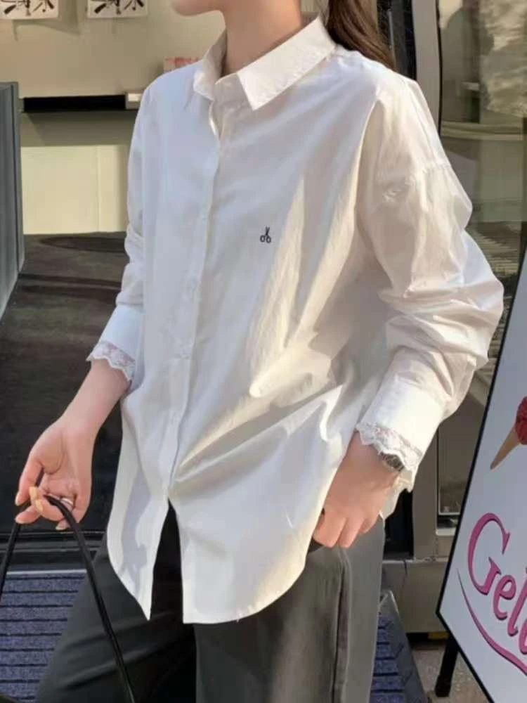 【济州岛】剪刀刺绣设计薄款衬衫18615