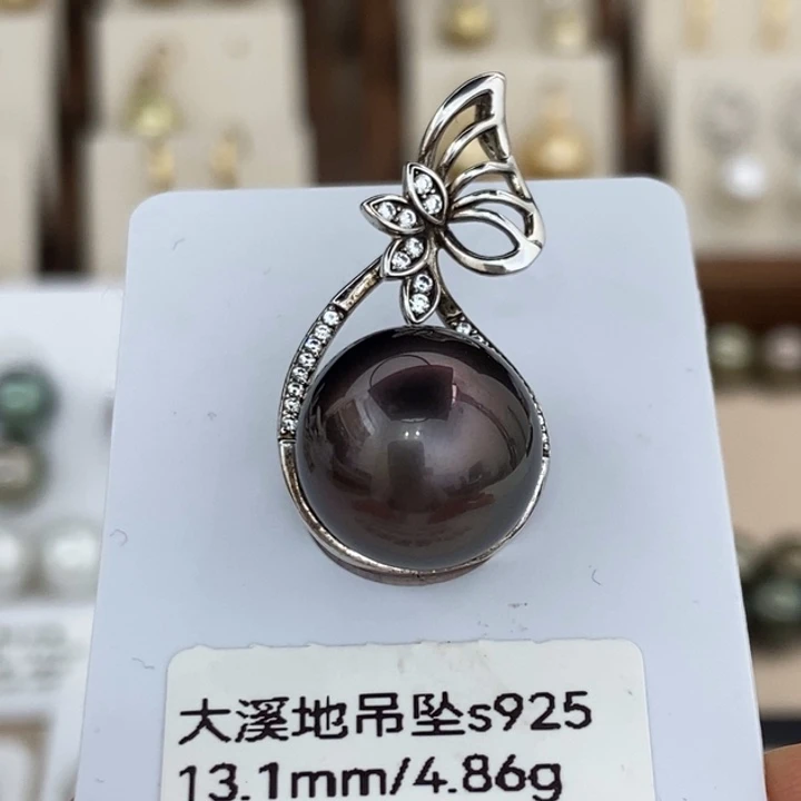 颈饰银S925镶嵌海水珍珠大溪地13-14