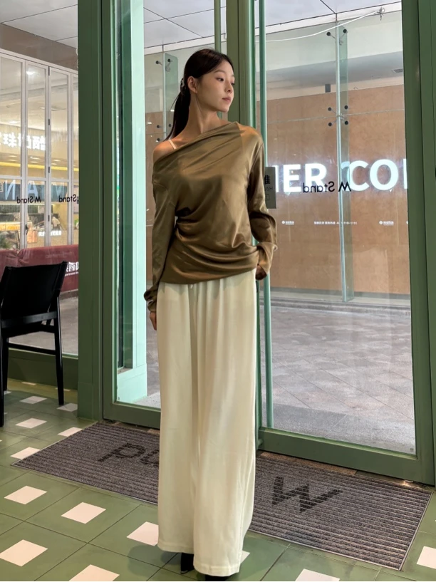 WIWH一字肩抽绳上衣