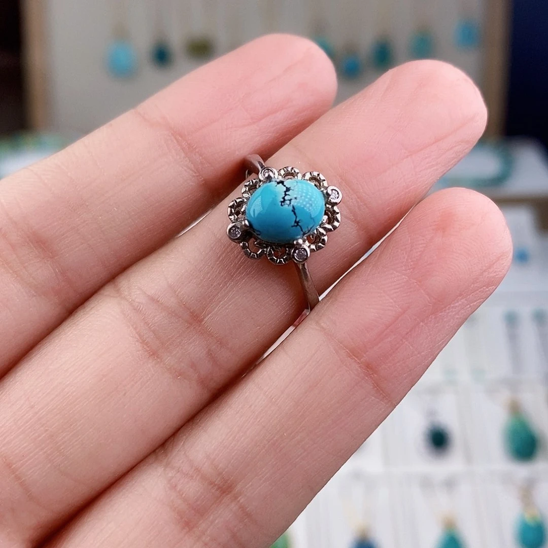 绿松石银S925镶嵌戒指